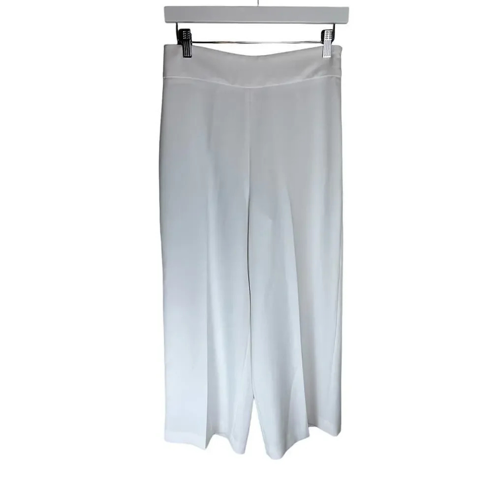 Zara White Wide Leg Pleated Side Zipper Stretch Trousers Pants Women Size Small
